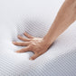 Close-up of a hand pressing down on the Plush Knitted Organic Cotton Memory Foam Mattress